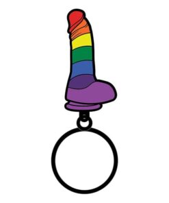 Wood Rocket Sex Toy Pride Dildo Keychain - Rainbow