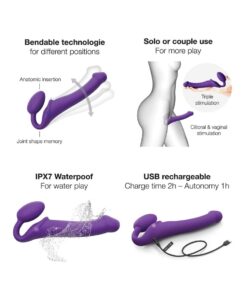 Strap On Me Vibrating Bendable Strapless Strap On Large - Purple