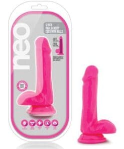 Blush Neo 6" Dual Density Cock w/Balls - Neon Pink