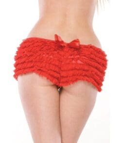 Ruffle Shorts w/Back Bow Detail Red O/S