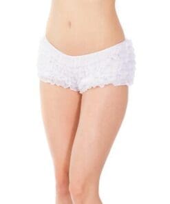 Ruffle Shorts w/Back Bow Detai White O/S