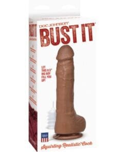 Bust It Squirting Realistic Cock w/1 oz Nut Butter - Brown