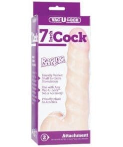 Vac-U-Lock 7" Raging Hard on Realistic Cock - White