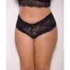 Lace & Pearl Boyshort w/Satin Bow Accents Black 3X/4X