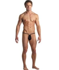 Male Power G-String w/Front Ring Black O/S