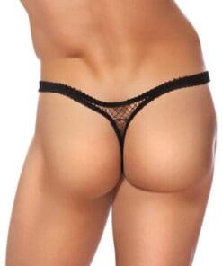 Male Power Stretch Net Pouch Thong Black S/M