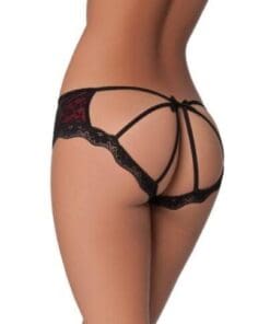 Cage Back Lace Panty Black/Red S/M