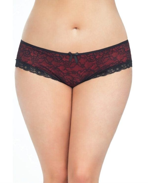 Cage Back Lace Panty Black/Red 3X/4X