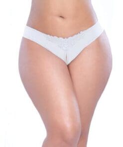 Crotchless Thong w/Pearls White 1X/2X