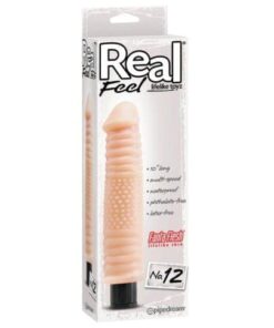 Real Feel No. 12  Long 10" Vibe Waterproof - Mutli-speed Flesh