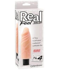 Real Feel No. 4  Long 6" Vibe Waterproof - Mutli-speed Flesh