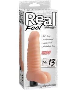 Real Feel No. 13  Long 8.5" Vibe Waterproof - Mutli-speed Flesh