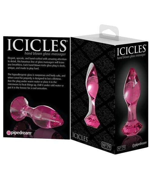 Icicles No. 79 Hand Blown Glass Diamond Butt Plug - Pink