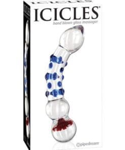 Icicles No. 18 Hand Blown Glass Massager - Clear w/Blue Knobs