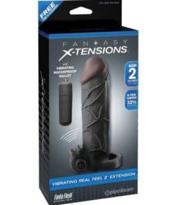 Fantasy X-tensions Vibrating Real Feel 2" Extension w/Ball Strap - Black