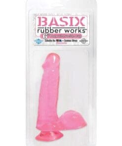 Basix Rubber Works 6" Dong w/Suction Cup - Pink