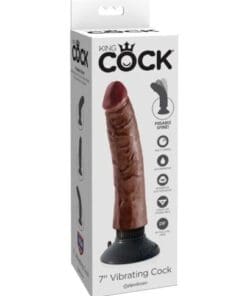 King Cock 7" Vibrating Cock - Brown