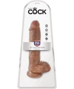 King Cock 10" Cock w/Balls - Tan