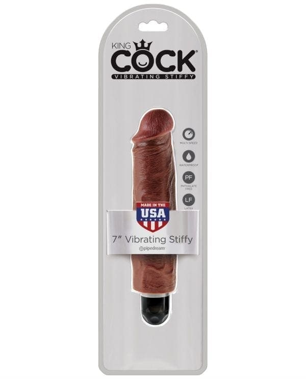 King Cock  7" Vibrating Stiffy - Brown