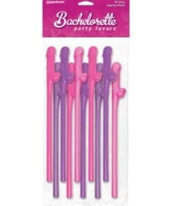 Bachelorette Party Favors Dicky Sipping Straws - Asst. Colors Pack of 10