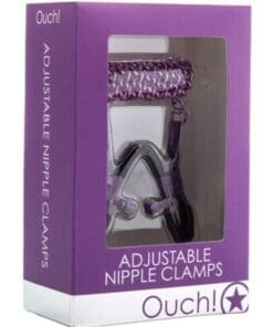 Shots Ouch Adjustable Nipple Clamps w/Chain - Purple