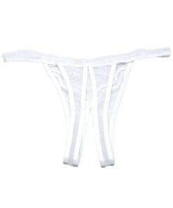 Scalloped Embroidery Crotchless Panty White O/S