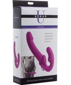 Strap U Vibrating Strapless Silicone Strap on Dildo - Pink