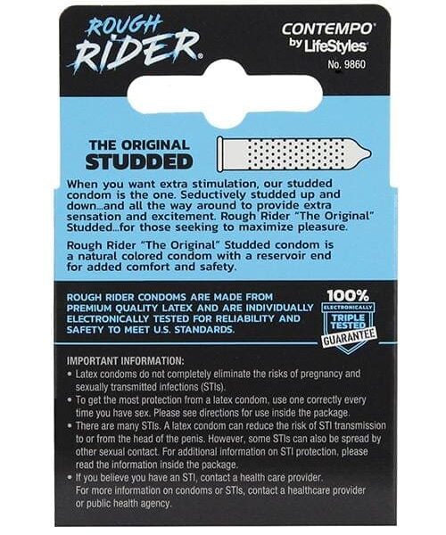 Contempo Rough Rider Studded Condom Pack - Pack of 3