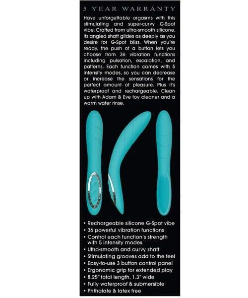 Adam & Eve G Gasm Curve Rechargeable Vibrator - Teal