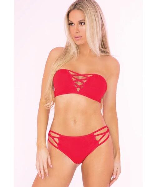 Pink Lipstick Truth or Bare 2pc Bra Set Red M/L