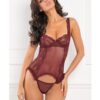 Rene Rofe Grand Finale 2pc Ruffle Teddy Burgundy S/M