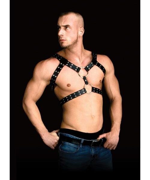 Shots Ouch Andreas Masculine Masterpiece Body Harness - Black