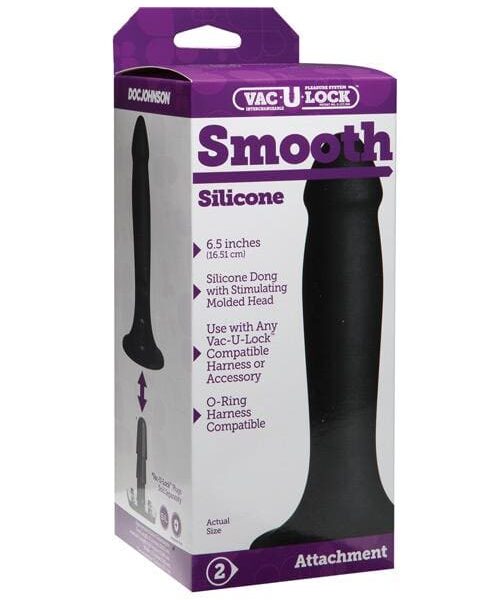 Vac-U-Lock Smooth Silicone Dong - Black