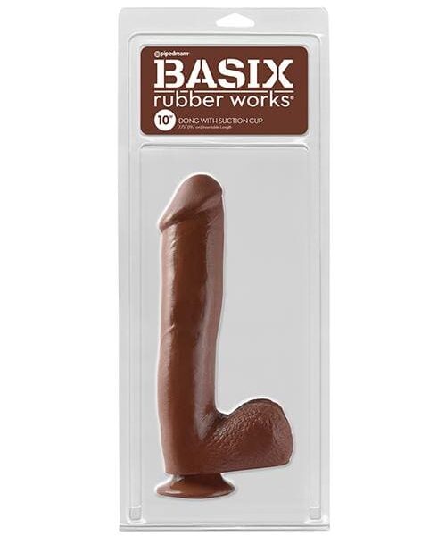 Basix Rubber Works 10" Dong w/Suction Cup - Brown