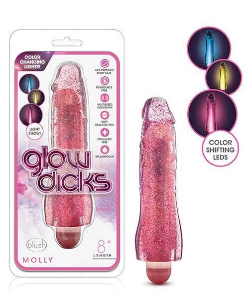 Blush Glow Dicks Glitter Vibrator Molly - Pink