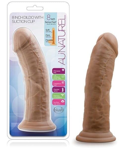 Blush Au Naturel 8" Dildo w/Suction Cup - Mocha