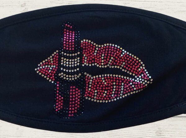 Rhinestone Lips & Lipstick Black Cotton Cover