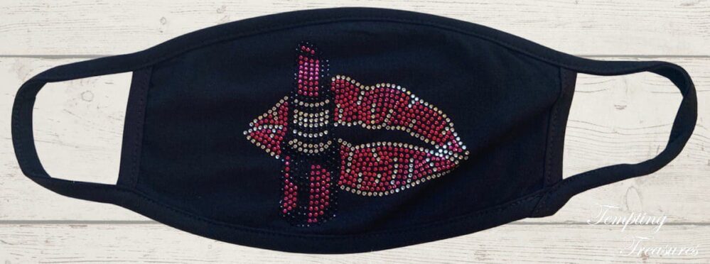 Rhinestone Lips & Lipstick Black Cotton Cover