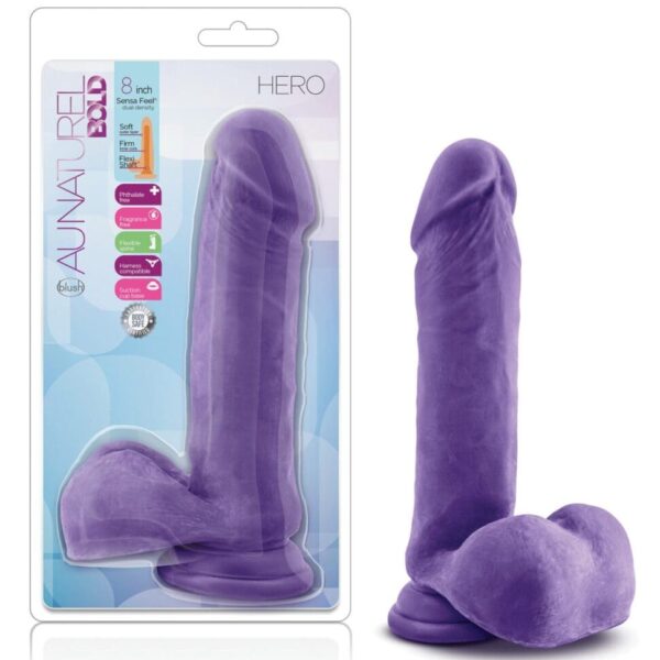 Blush Au Naturel Bold Hero 8" Dildo - Purple