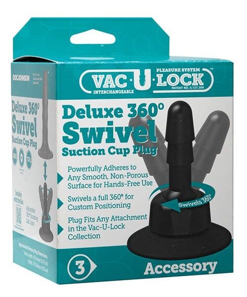 Vac-U-Lock Deluxe 360 Swivel Suction Cup Plug - Black