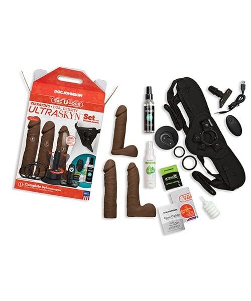 Vac-U-Lock Vibrating Dual Density ULTRASKYN Set w/Wireless Remote - Chocolate