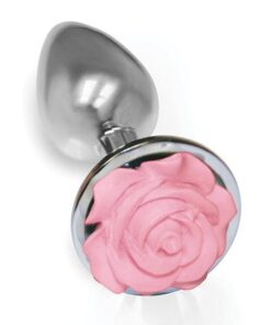 The 9's The Silver Starter Rose Floral Stainless Steel Butt Plug - Pink