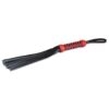 Sultra 16" Lambskin Twisted Grip Flogger - Black w/Red Woven Handle