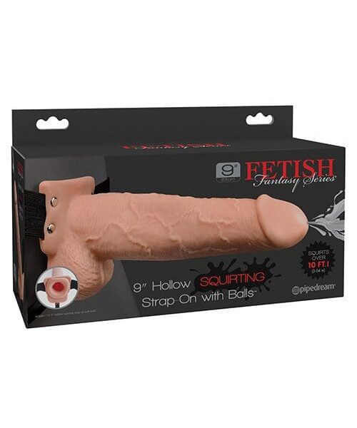 Fetish Fantasy Series 9" Hollow Squirting Strap On w/Balls - Flesh