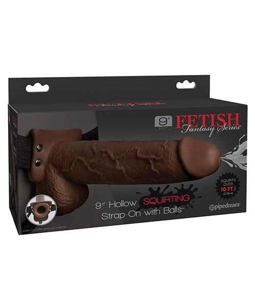 Fetish Fantasy Series 9" Hollow Squirting Strap On w/Balls - Brown