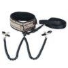 Spartacus Faux Leather Collar & Leash w/Black Nipple Clamps - Gold