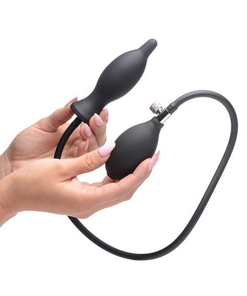 Master Series Dark Inflator Inflatable Silicone Anal Plug - Black