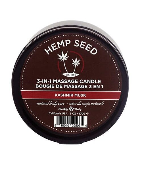 Earthly Body Suntouched Hemp Candle - 6 oz Round Tin Kashmir Musk