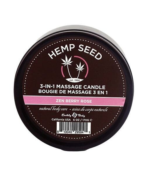 Earthly Body Suntouched Hemp Candle - 6 oz Round Tin Zen Berry Rose