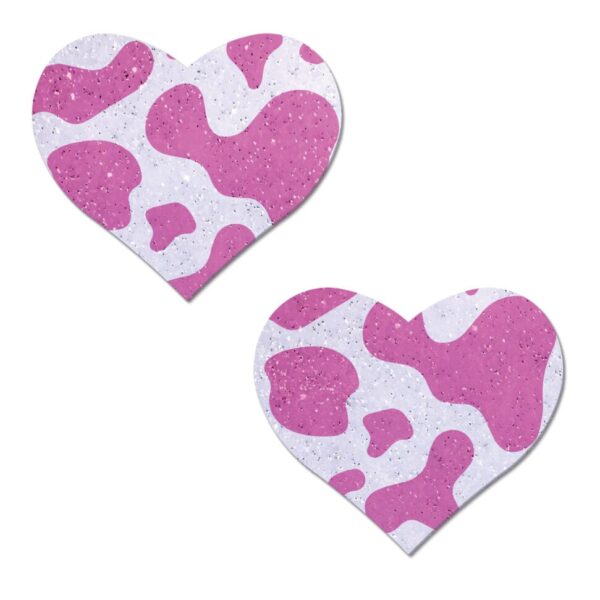 Pastease Premium Cow Print Glittery Velvet Heart - Pink Strawberry O/S